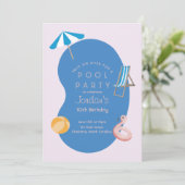 パームモダン春インスパイア誕生日プールパーティー 招待状 (スタンド正面)