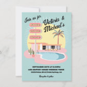 パームモダン春ミッドセンチュリー結婚ズサインホテル 招待状 (正面)