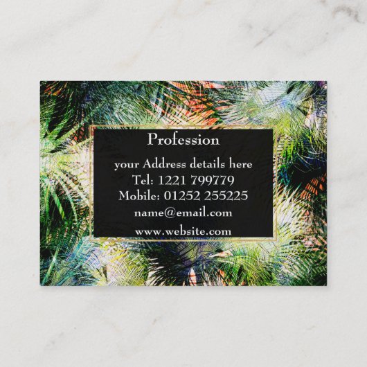 パームモダン葉トロピカル抽象デザイン 名刺 (裏面)