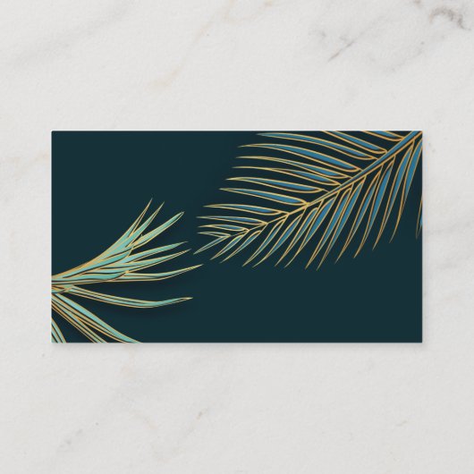 パームモダン金ゴールド熱帯ビーチ結婚式サイト エンクロージャーカード (裏面)