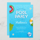 パームモダン離れサマープールパーティの招待状 招待状 (正面/裏面)