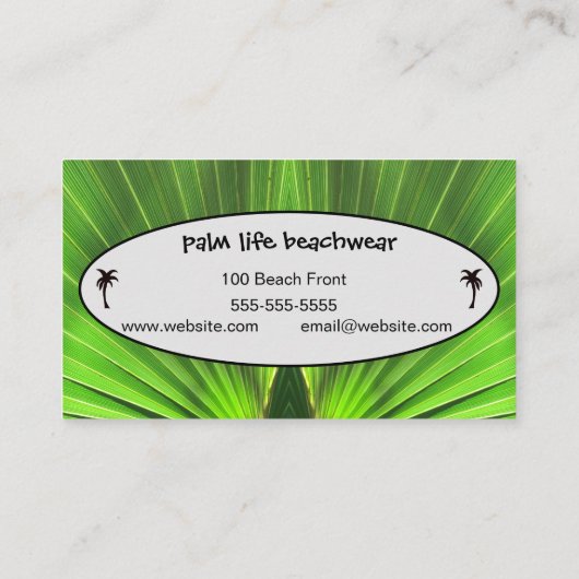パームライフ | Green Palm FondとPalm Tree 名刺 (裏面)