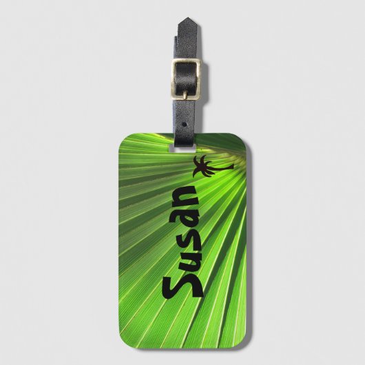 パームライフ | Green Palm FondとPalm Tree Motif ラゲッジタグ (正面縦)