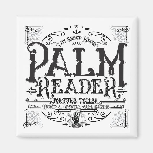 パームリーダーヴィンテージ魔法占い手裏表 マグネット (正面)