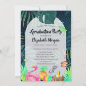 パームリーフがきらきらと光る卒業帽、卒業式 招待状 (正面)