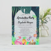 パームリーフがきらきらと光る卒業帽、卒業式 招待状 (スタンド正面)