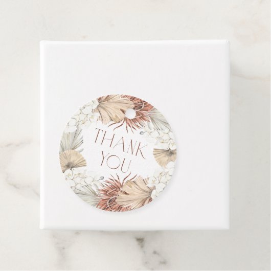 パームリーフとオーキッドの花輪 ボーホー ブライズシャワー フェイバータグ (インサイチュ)