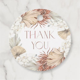 パームリーフとオーキッドの花輪 ボーホー ブライズシャワー フェイバータグ