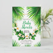 パームリーフのトロピカルフラワーベイビーシャワー 招待状 (スタンド正面)
