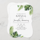 パームリーフウォーターカラーブライダルシャワー招待 (正面/裏面)