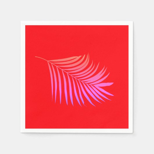 パームリーフオレンジピンク誕生日結婚卒業 スタンダードカクテルナプキン (正面)