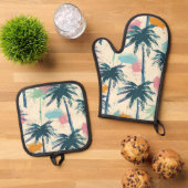 パームリーフキッチンセット 鍋つかみ&鍋敷きセット (トップダウン)