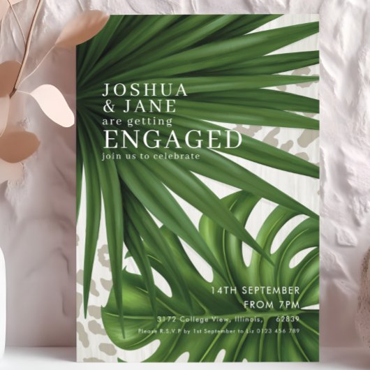 パームリーフサファリ レオパードプリントエンゲージメント 招待状