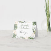 パームリーフトロピカルテーマのキリン赤ちゃんシャワー サンキューカード (正面)