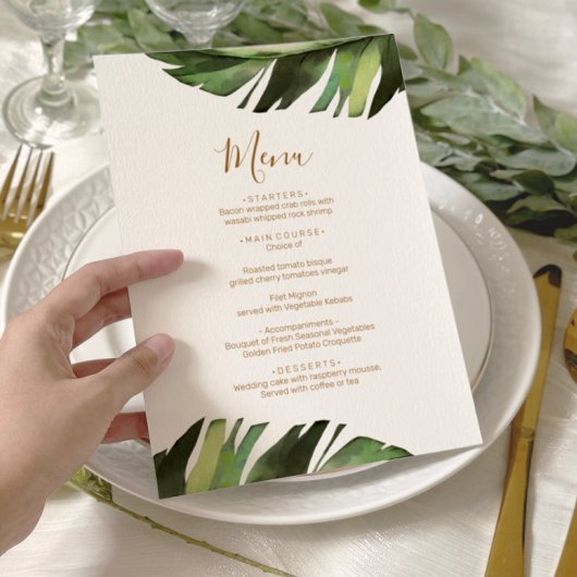 パームリーフトロピカルフローラミニマルシャワーメニュー メニュー