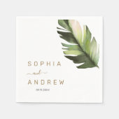 パームリーフトロピカルフローラ結婚ズ スタンダードカクテルナプキン (正面)