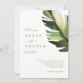 パームリーフトロピカルフローラ結婚ズ 招待状 (正面)