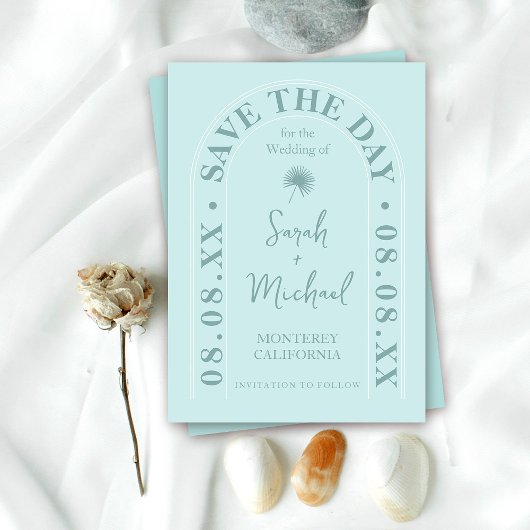 パームリーフトロピカルブライトサマー セーブザデート 招待状