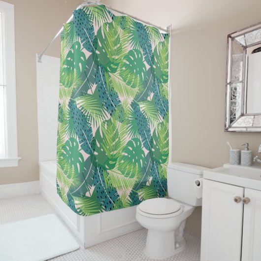 パームリーフパターンシャワーカーテン シャワーカーテン (インサイチュ)