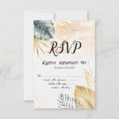 パームリーフビーチウェディング 出欠お知らせ招待状 招待状 (正面)