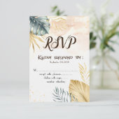 パームリーフビーチウェディング 出欠お知らせ招待状 招待状 (スタンド正面)