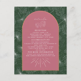 パームリーフピンクグリーンアーチウェディング詳細 エンクロージャーカード