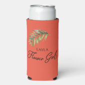 パームリーフフラワーガール任意の色 スリム缶クーラー (Seltzer正面)