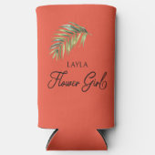 パームリーフフラワーガール任意の色 スリム缶クーラー (正面)