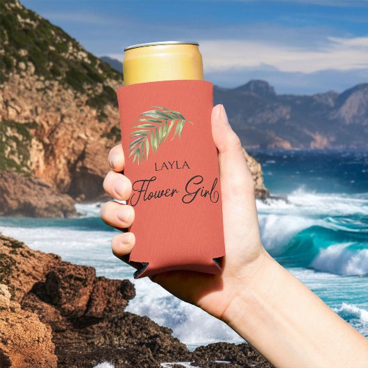 パームリーフフラワーガール任意の色 スリム缶クーラー