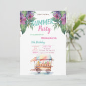 パームリーフフラワーズアイスクレームバースデーパーティー 招待状 (スタンド正面)