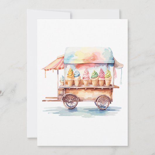 パームリーフフラワーズアイスクレームバースデーパーティー 招待状 (裏面)