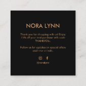 パームリーフブラックと金ゴールドありがとう スクエア名刺 (裏面)