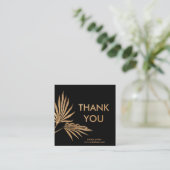 パームリーフブラックと金ゴールドありがとう スクエア名刺 (スタンド正面)