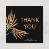 パームリーフブラックと金ゴールドありがとう スクエア名刺 (正面)