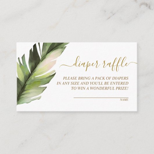 パームリーフベイビーシャワーおむつラッフルエンクロージャカード エンクロージャーカード (正面)