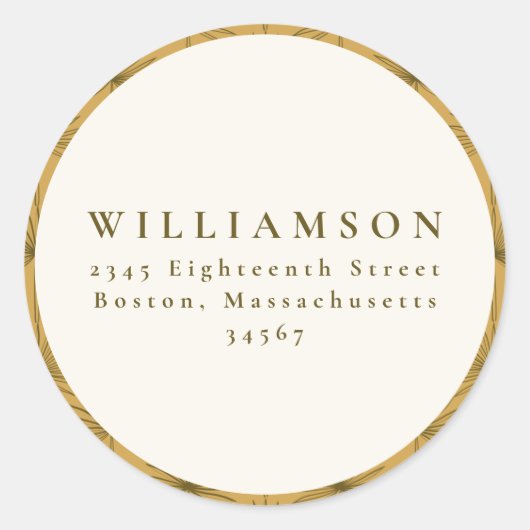 パームリーフボタニカルイエロー結婚ズ差出人住所 ラウンドシール (正面)