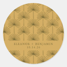 パームリーフボタニカルマスタードイエローカスタムウェディング