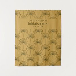 パームリーフボタニカルマスタードカスタムブライダルシャワー タペストリー