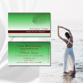 パームリーフモダンだけのシックで緑のグラデーション 名刺