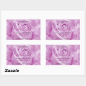 パームリーフ付き紫色のバラの花ラベル 長方形シール (シート)