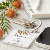 パームリーフ金ゴールドカスタムグリッターカップル名トロピカル キーホルダー (正面右)