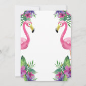 パームリーフ、フルーツ、ピンクフラミンゴスバースデーパーティー 招待状 (裏面)