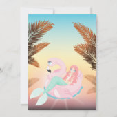 パームリーフ、マーメイドの誕生日パーティー 招待状 (裏面)