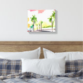 パームロード | 水コンテンポラリー色カリフォルニア キャンバスプリント (インサイチュ (寝室))
