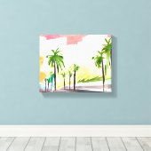 パームロード | 水コンテンポラリー色カリフォルニア キャンバスプリント (インサイチュ (ウッドフロア))