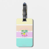 パーム付きピンクフラミンゴス,ナマステビーチカッコいい, ラゲッジタグ (裏面縦)