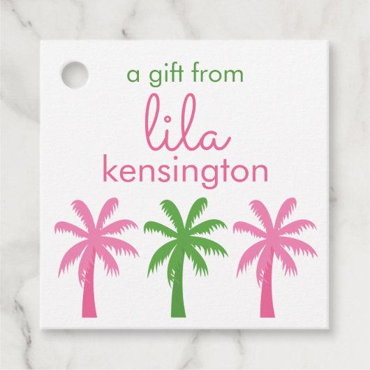 パーム名門私立校風のの木のパーソナライズされた贈り物またはメッセージカード フェイバータグ (正面)