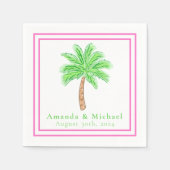 パーム名門私立校風のツリートロピカル結婚ズ スタンダードカクテルナプキン (正面)