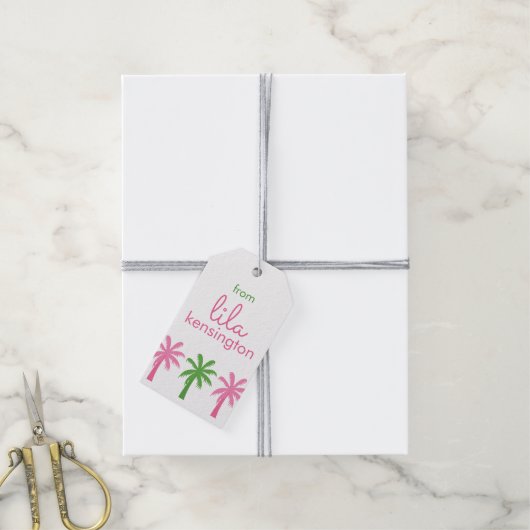 パーム名門私立校風のツリーパーソナライズされたギフトラベル ギフトタグ (より糸付き)