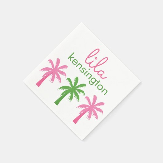 パーム名門私立校風のツリーパーソナライズされたパーティーナプキン スタンダードカクテルナプキン (角)